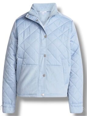 NEW Time & Tru Women’s Mixed Media Puffer Jacket 2X Blue Crest Quilted Corduroy